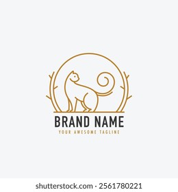 Luxury cat line art logo vector. Pet shop and cosmetic brand identity template.