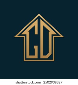 Luxury CD House Logo - Elegant Gold Letter CD on Dark Background for Premium Real Estate