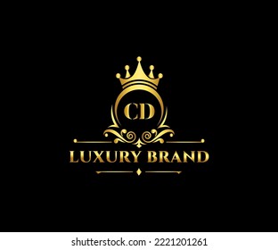 luxury CD Letter Initial with Royal Template.elegant with crown logo vector, Creative Lettering Logo Vector Illustration