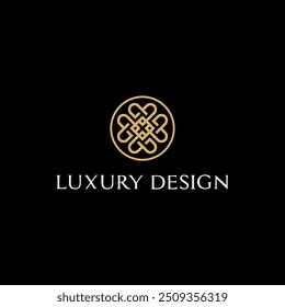 luxury Celtic Greece knot logo ornament gold vector. jewellery  logotype design