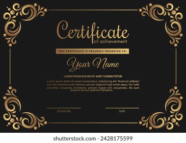 luxury certificate of achievement with gold frame