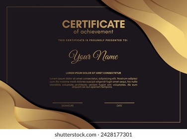 luxury certificate of achievement with wave abstract