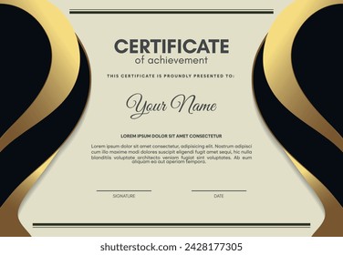 luxury certificate of achievement with wave abstract