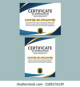 Plantilla de certificado de apreciación de lujo con color rojo y dorado, borde de certificado multipropósito con diseño de placa