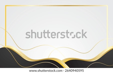 Luxury certificate frame background with black gold waves