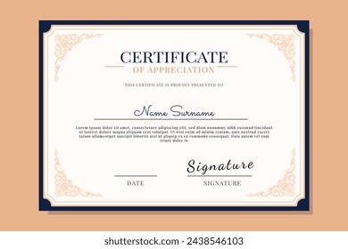 Luxury certificate retro design template.