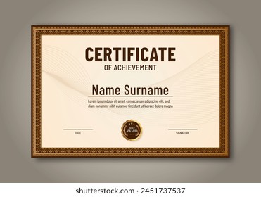 Luxury certificate template with classic frame pattern