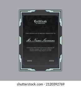luxury certificate template design, modern with an elegant blend of gray and light blue colors along with a classic polygon texture behind it. premium and elegant. suitable for companies