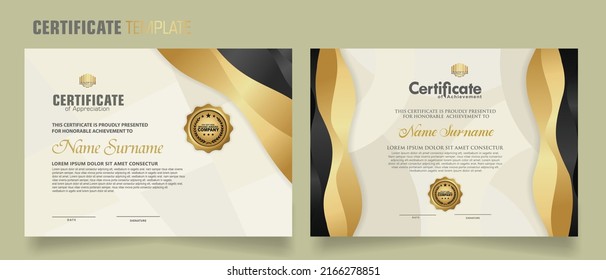 Luxury certificate template with dynamic effect and modern pattern background. Premium badges design. New Collections