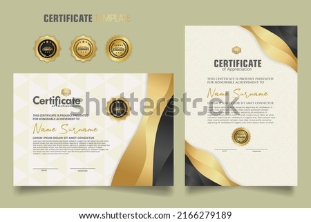 Luxury certificate template with dynamic effect and modern pattern background. Premium badges design. New Collections
