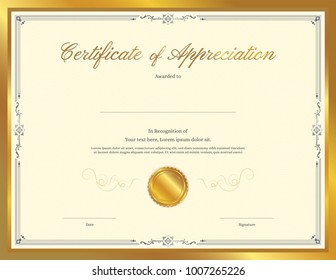 Luxury certificate template with elegant border frame, Diploma design for graduation or completion