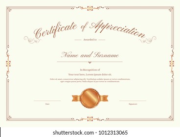 Luxury certificate template with elegant border frame, Diploma design for graduation or completion