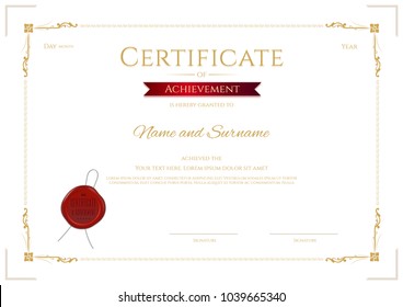 Luxury certificate template with elegant border frame, Diploma design for graduation or completion