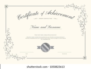 Luxury certificate template with elegant border frame, Diploma design for graduation or completion