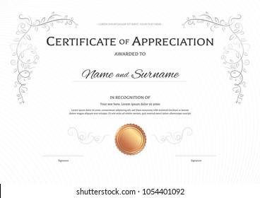 Luxury certificate template with elegant border frame, Diploma design for graduation or completion