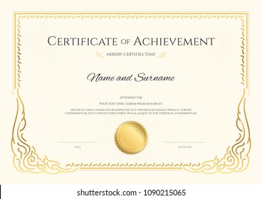 Luxury certificate template with elegant border frame, Diploma design for graduation or completion