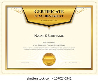 Luxury certificate template with elegant border frame, Diploma design for graduation or completion