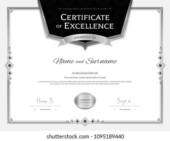 Luxury certificate template with elegant border frame, Diploma design for graduation or completion