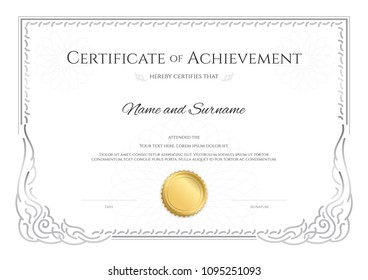 Luxury certificate template with elegant border frame, Diploma design for graduation or completion