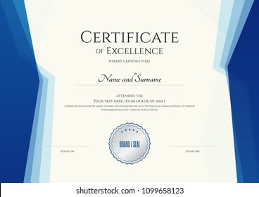 Luxury certificate template with elegant border frame, Diploma design for graduation or completion