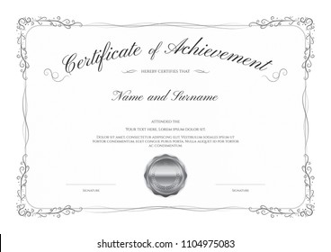 Luxury certificate template with elegant border frame, Diploma design for graduation or completion