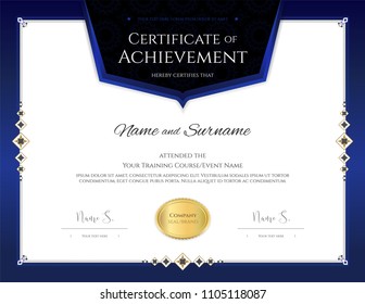 Luxury certificate template with elegant border frame, Diploma design for graduation or completion