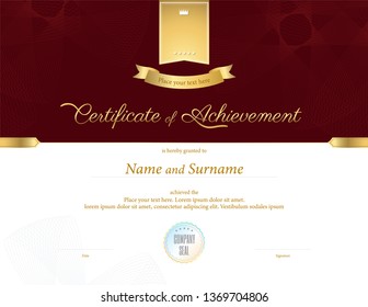 Luxury certificate template with elegant border frame, Diploma design for graduation or completion
