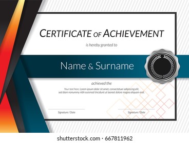 Luxury certificate template with elegant border frame, Diploma design for graduation or completion