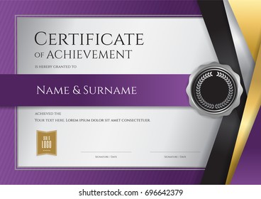 Luxury certificate template with elegant border frame, Diploma design for graduation or completion
