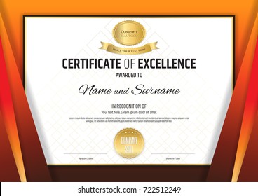 Luxury certificate template with elegant  border frame, Diploma design for graduation or completion