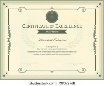 Luxury certificate template with elegant border frame, Diploma design for graduation or completion