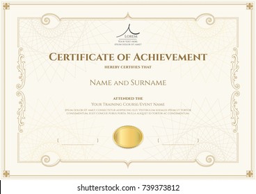 Luxury certificate template with elegant border frame, Diploma design for graduation or completion