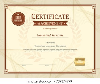 Luxury certificate template with elegant border frame, Diploma design for graduation or completion
