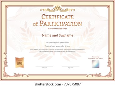 Luxury certificate template with elegant border frame, Diploma design for graduation or completion