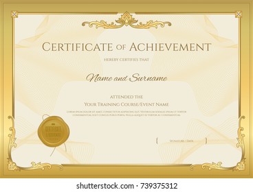 Luxury certificate template with elegant border frame, Diploma design for graduation or completion