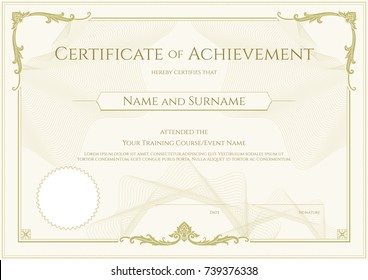 Luxury certificate template with elegant border frame, Diploma design for graduation or completion