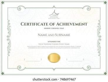 Luxury certificate template with elegant border frame, Diploma design for graduation or completion