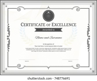 Luxury certificate template with elegant border frame, Diploma design for graduation or completion