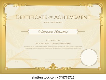 Luxury certificate template with elegant border frame, Diploma design for graduation or completion