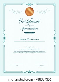 Luxury certificate template with elegant border frame, Diploma design for graduation or completion