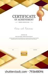 Luxury certificate template with elegant border frame, Diploma design for graduation or completion