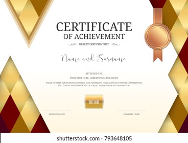Luxury certificate template with elegant border frame, Diploma design for graduation or completion