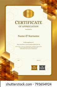 Luxury certificate template with elegant border frame, Diploma design for graduation or completion