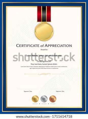 Luxury certificate template with elegant border frame, Diploma design for graduation or completion