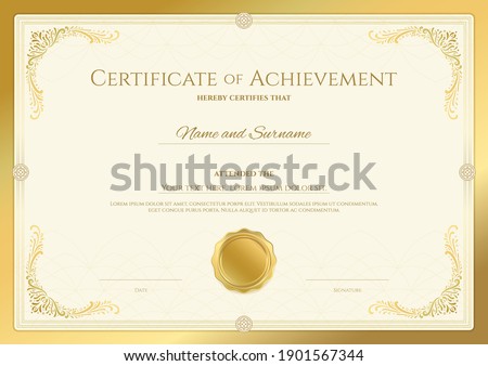 Luxury certificate template with elegant border frame, Diploma design for graduation or completion