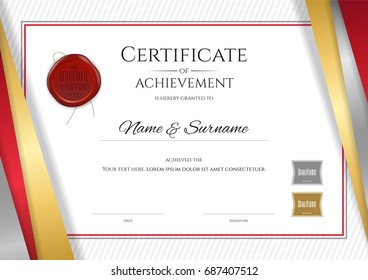 Luxury certificate template with elegant golden border frame, Diploma design for graduation or completion