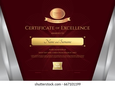 Luxury certificate template with elegant silver border frame, Diploma design for graduation or completion