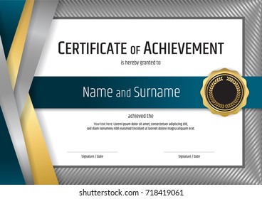 Luxury certificate template with elegant silver border frame, Diploma design for graduation or completion