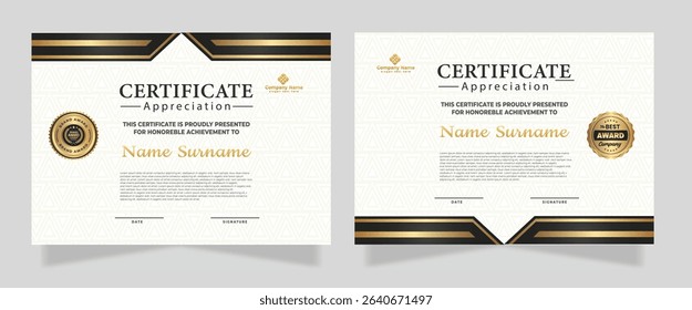 Luxury certificate template with glitter effect dan lines gold shine on frame background,diploma,Vector illustration and vector Luxury premium badges design