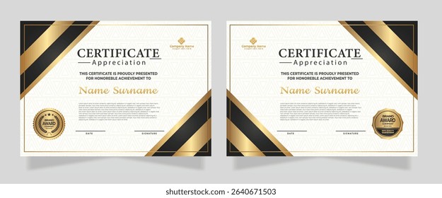 Luxury certificate template with glitter effect dan lines gold shine on frame background,diploma,Vector illustration and vector Luxury premium badges design